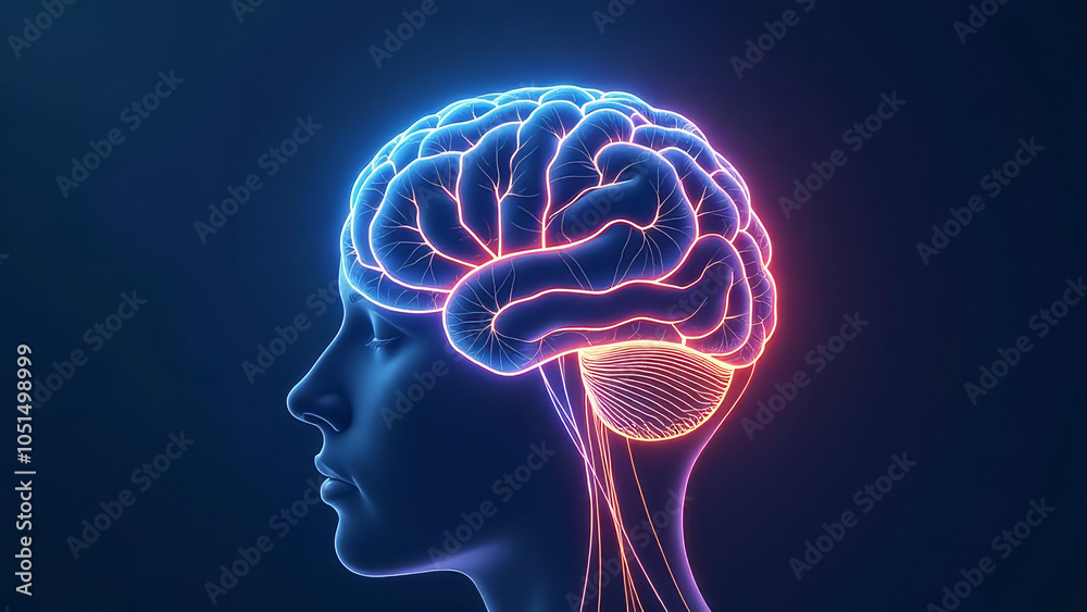 Image of glowing artificial intelligence brain in android head in futuristic digital space. Dark blue background. Image of glowing artificial intelligence brain in android head in futuristic digital space. Dark blue background.