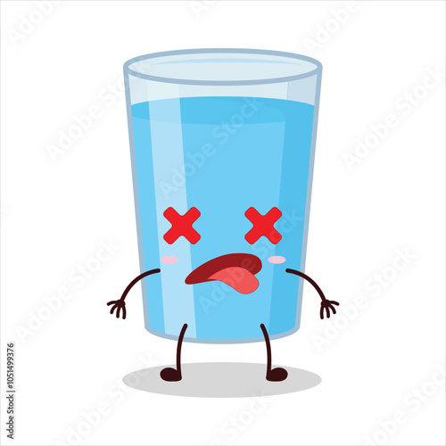cute fainted expression glass of water character