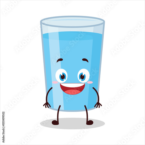 cute happy expression glass of water character