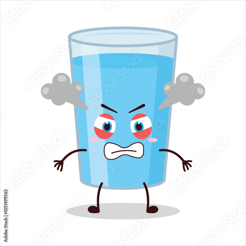 cute furious expression glass of water character