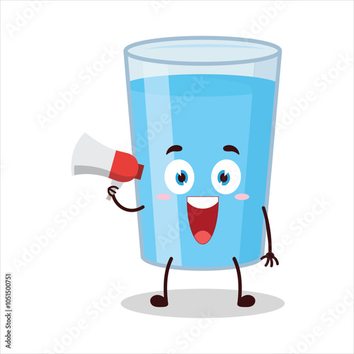 cute happy expression of mung bean  carry megaphone cartoon character