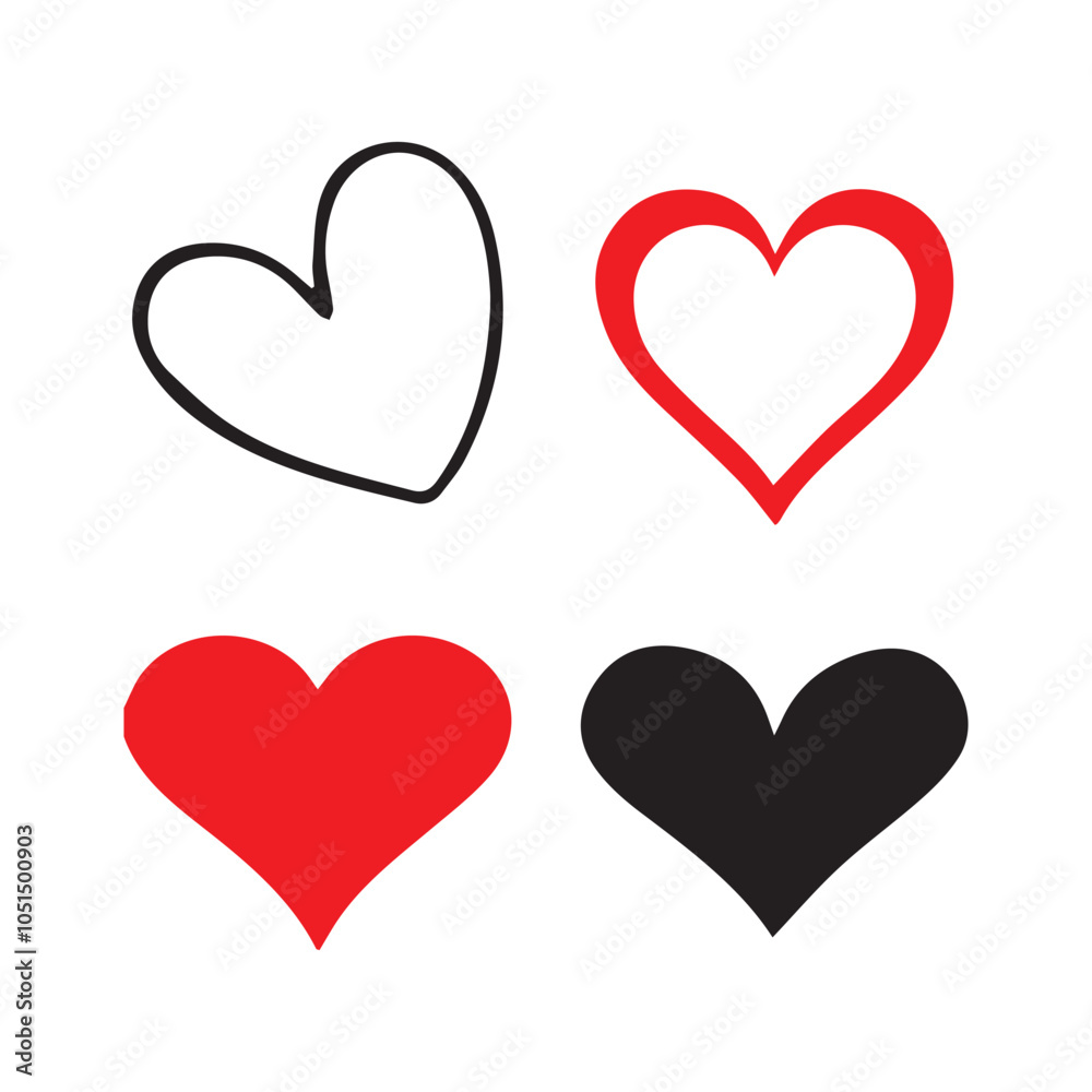 Valentine's heart vector icons. Artistic red and black heart love symbols isolated editable vector illustration EPS 10 Valentine's heart vector icons. Artistic red and black heart love symbols isolated editable vector illustration EPS 10