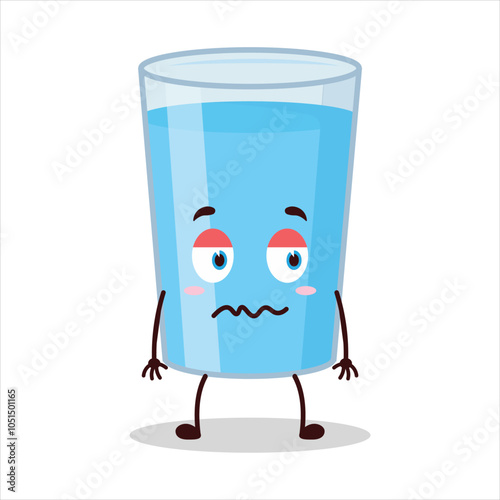 cute nope expression glass of water character