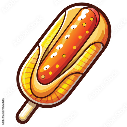 Delicious Corn Dog on a Clean White Background Vector Graphic Design