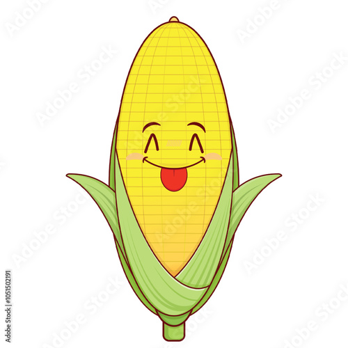 corn playful face cartoon cute