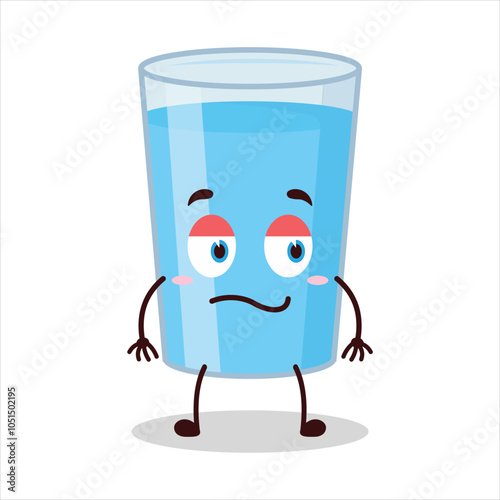 cute silent expression glass of water character