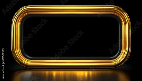 A Golden Frame with a Black Background and Reflection