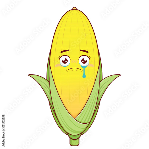 corn crying face cartoon cute