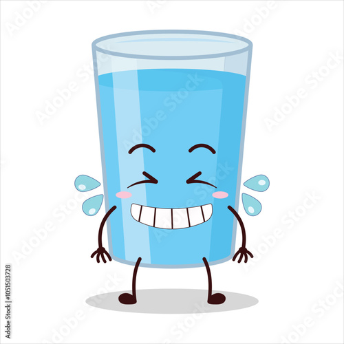 cute pleased expression glass of water character