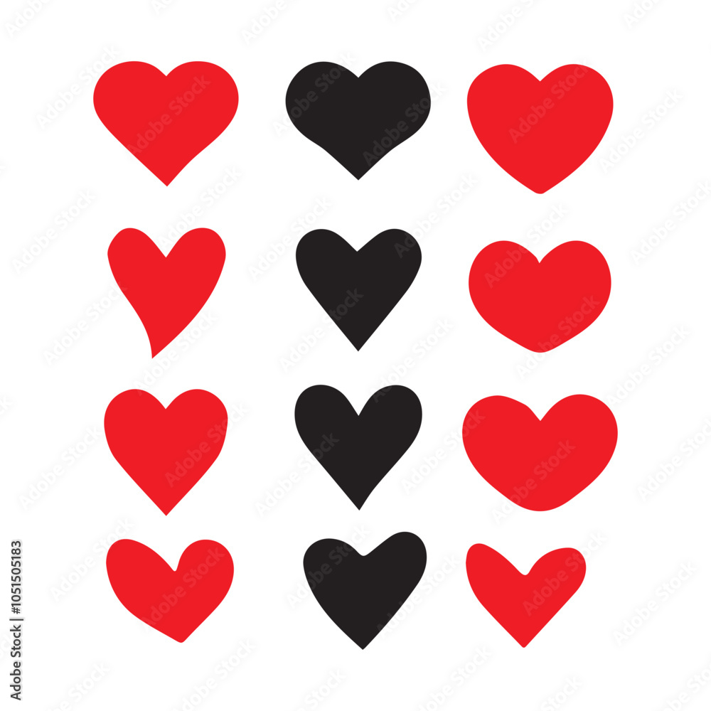 Valentine's heart vector icons. Artistic red and black heart love symbols isolated editable vector illustration EPS 10 Valentine's heart vector icons. Artistic red and black heart love symbols isolated editable vector illustration EPS 10