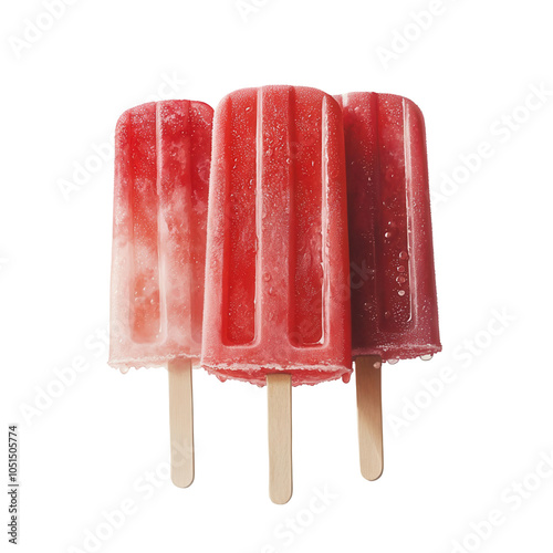 Three colorful popsicles on transparent background photo