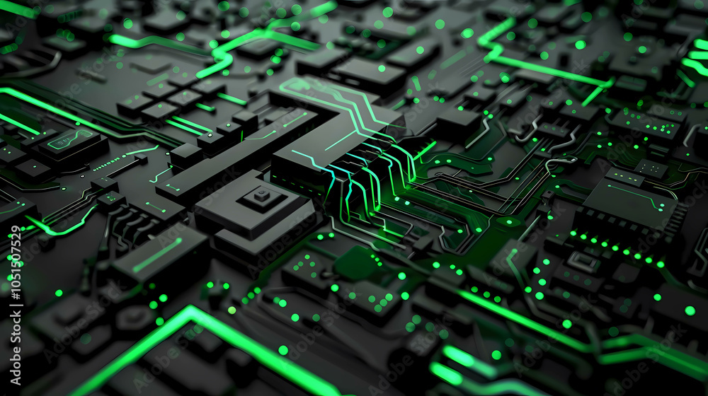 Abstract dark green technology microchip background illustration design. Abstract dark green technology microchip background illustration design.