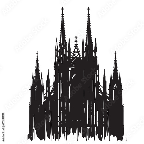 Cathedral silhouette isolated in White background