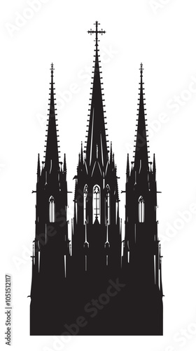 Cathedral silhouette isolated in White background