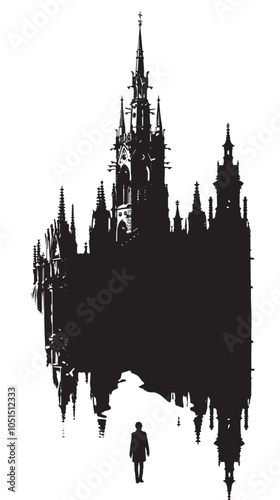 Cathedral silhouette isolated in White background