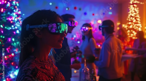 Virtual reality meets festive cheer at a vibrant party photo