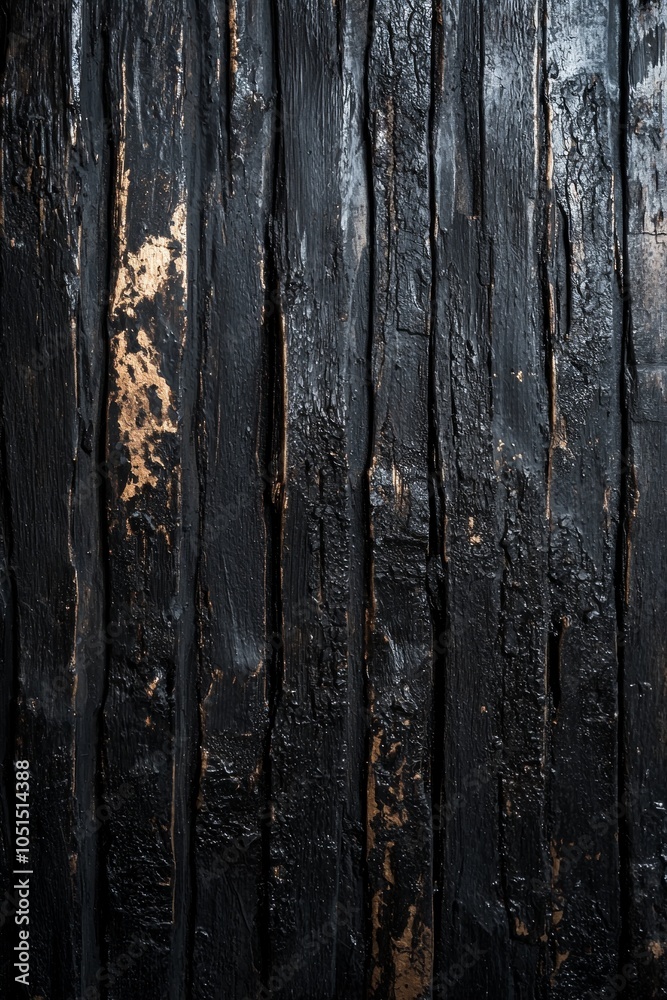 Fototapeta premium Closeup of a black wooden wall, textured background