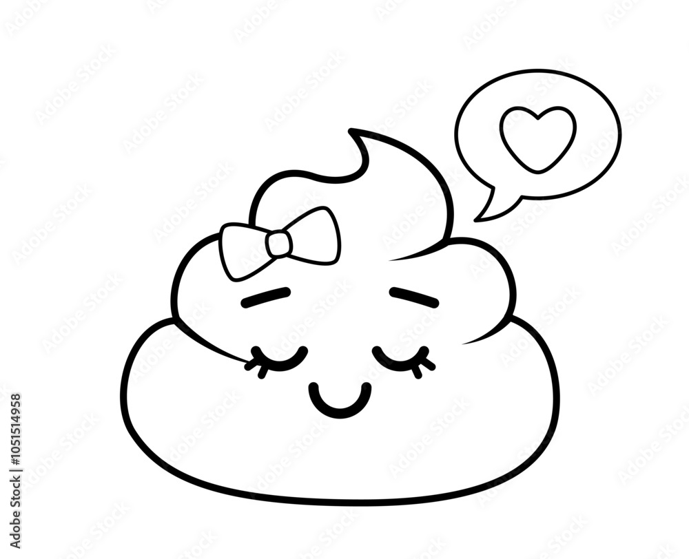 Φωτογραφία Coloring page with girl poop in love