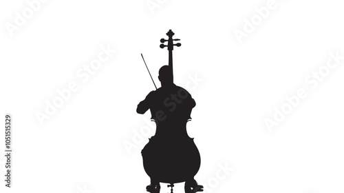 Cello silhouette isolated on white background