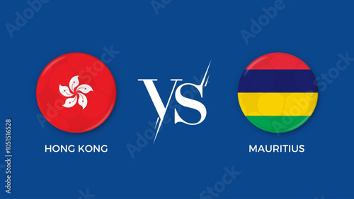 hong kong vs mauritius broadcast template for sports international football 2024. vector illustration