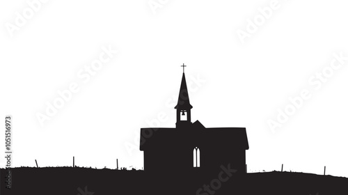 Chapel silhouette isolated in White background