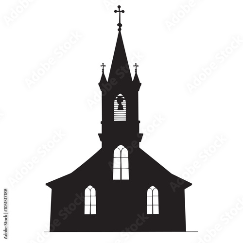 Chapel silhouette isolated in White background
