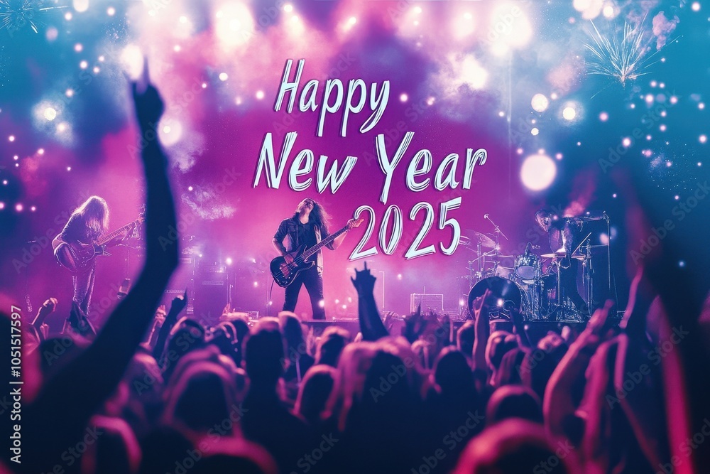 Concert Celebration Collage: Images of a live concert with a band performing. The text 