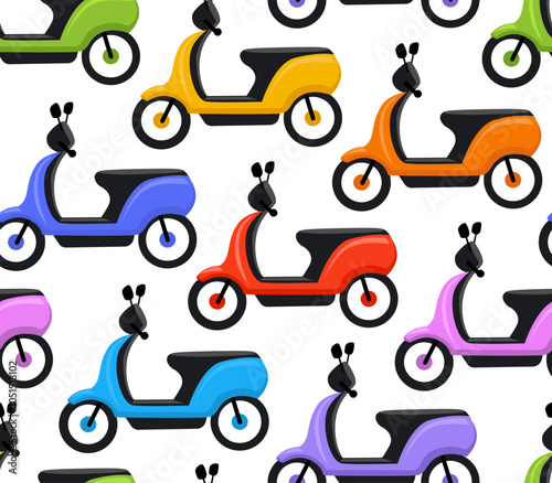 rainbow scooters seamless pattern, vector illustration repeat design print