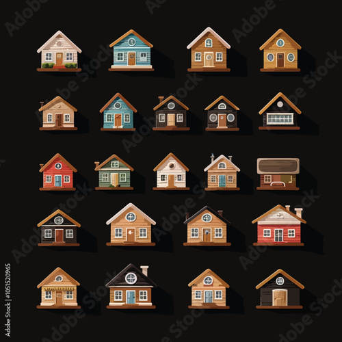 Collection home icons. House symbol. Set of real estate objects, Mortgages, Moving, New Location