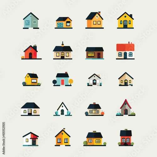Collection home icons. House symbol. Set of real estate objects, Mortgages, Moving, New Location