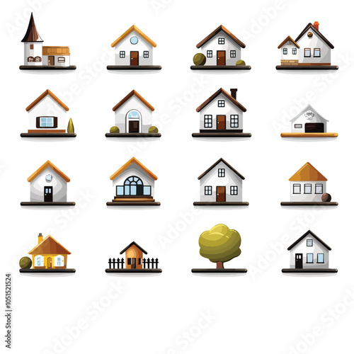 Collection home icons. House symbol. Set of real estate objects, Mortgages, Moving, New Location