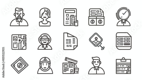 Debt collector line icons, icon set in line style, debt recovery, recovery debt, recovery