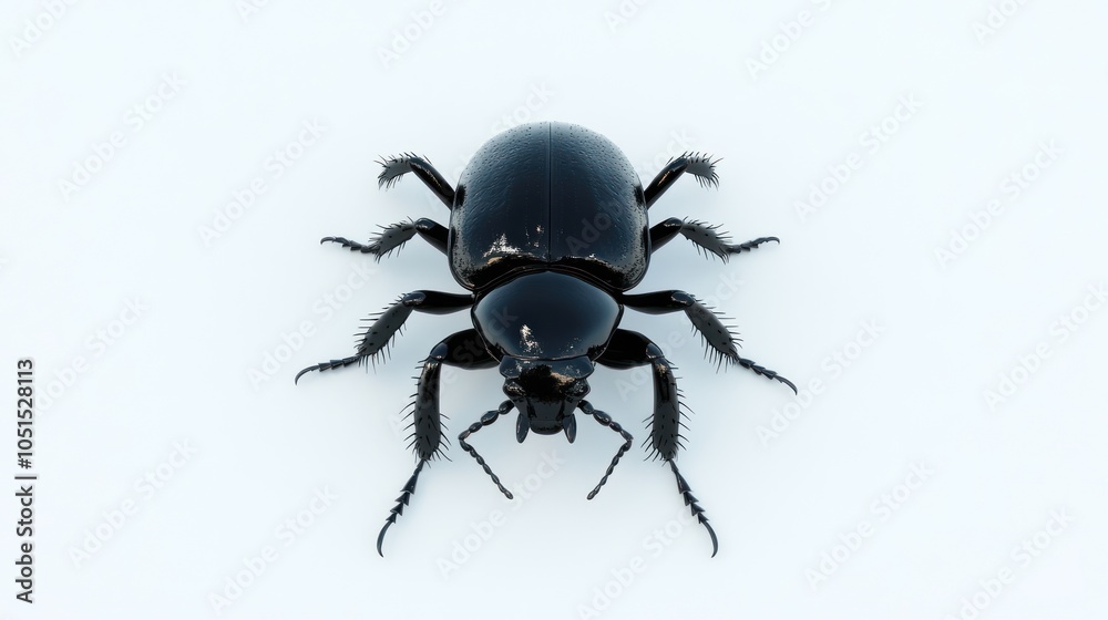 Obraz premium Black Beetle on White Background