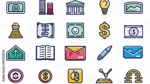 exchange bill icons set