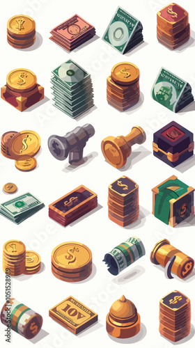 exchange bill icons set