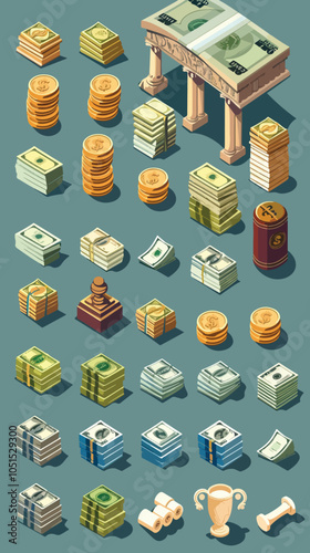 exchange bill icons set