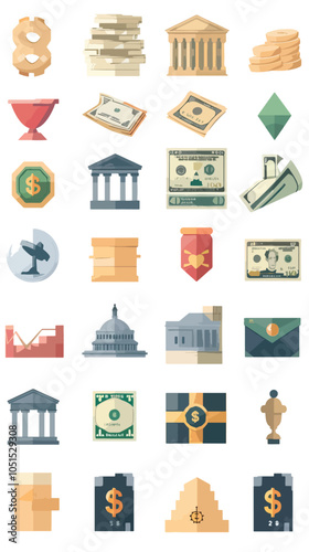 exchange bill icons set