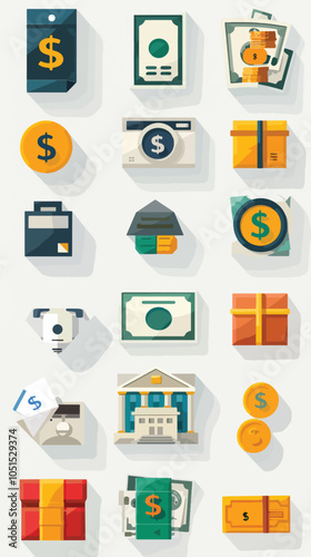 exchange bill icons set
