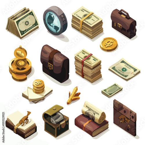 exchange bill icons set