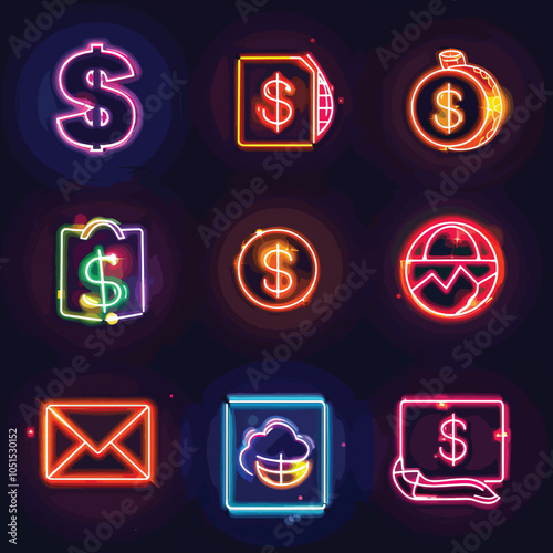 exchange bill icons set