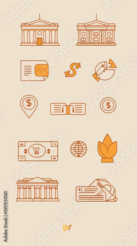 exchange bill icons set
