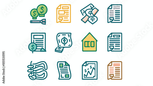 exchange bill icons set