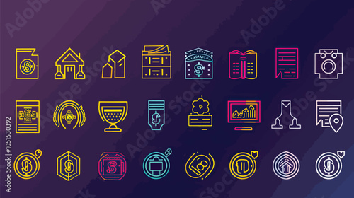 exchange bill icons set