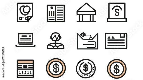 exchange bill icons set