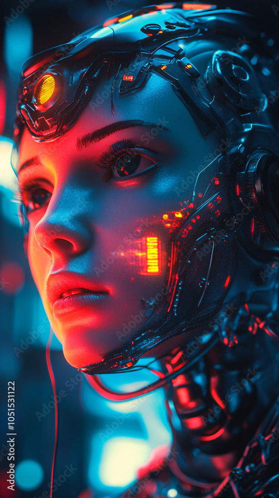 AI Artificial Intelligence Robot Head with digital graphic Brain Engine inside with clipping path, 3D rendering
