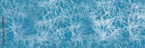 png Banner of abstract art in various shades of blue resembling ice, panoramic format