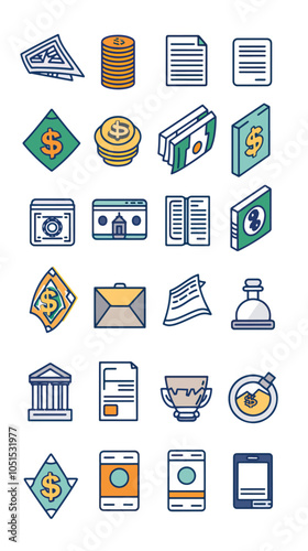 exchange bill icons set