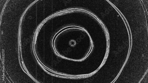 Circle shapes animation with old style film grain and distortion effects