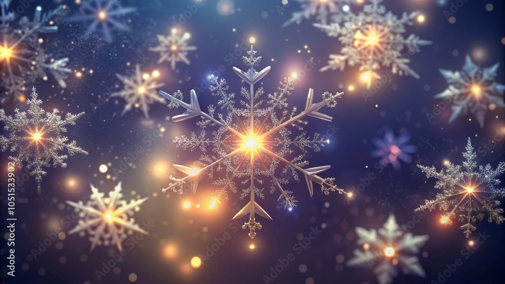 Illuminated snowflakes for winter holiday celebrations and festive card design Illuminated snowflakes for winter holiday celebrations and festive card design