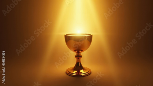 A golden chalice with a halo of light surrounding it. photo